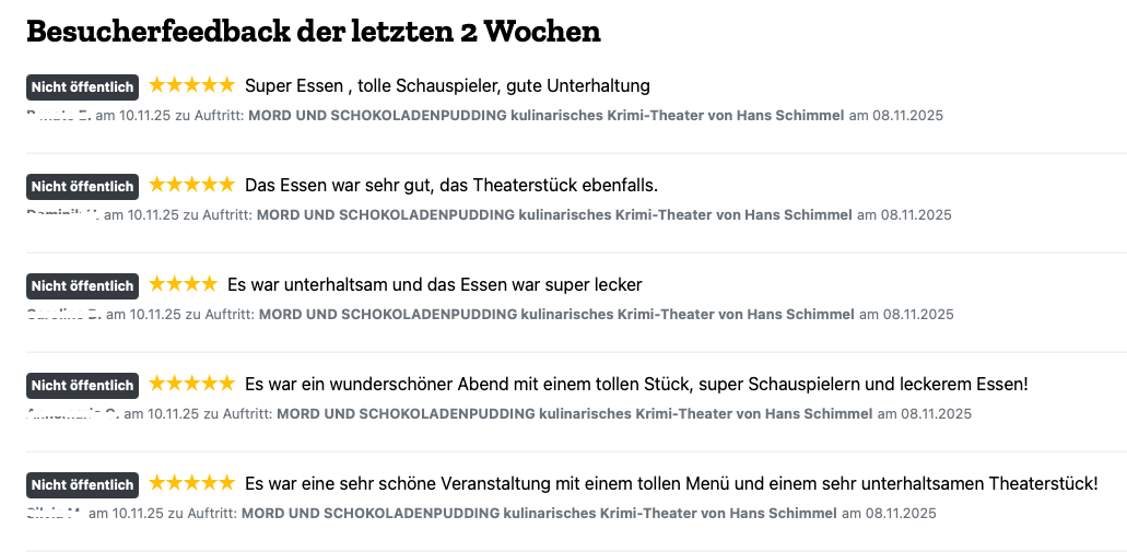 Feedback 1 feedback für Dinner Theater